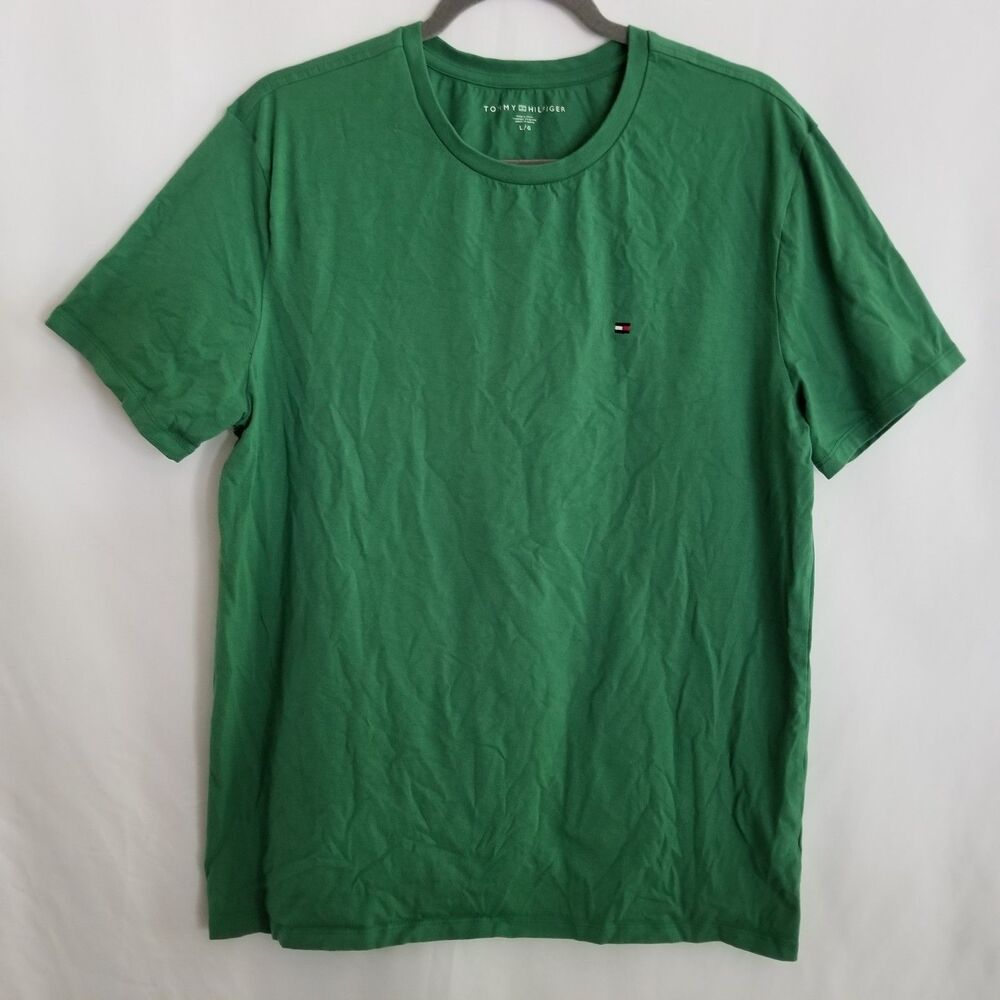 Tommy Hilfiger T-Shirt Men's Green Short Sleeve Crew Neck Size Large
